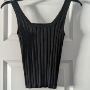 Black ribbed tank top by Wayne Rogers